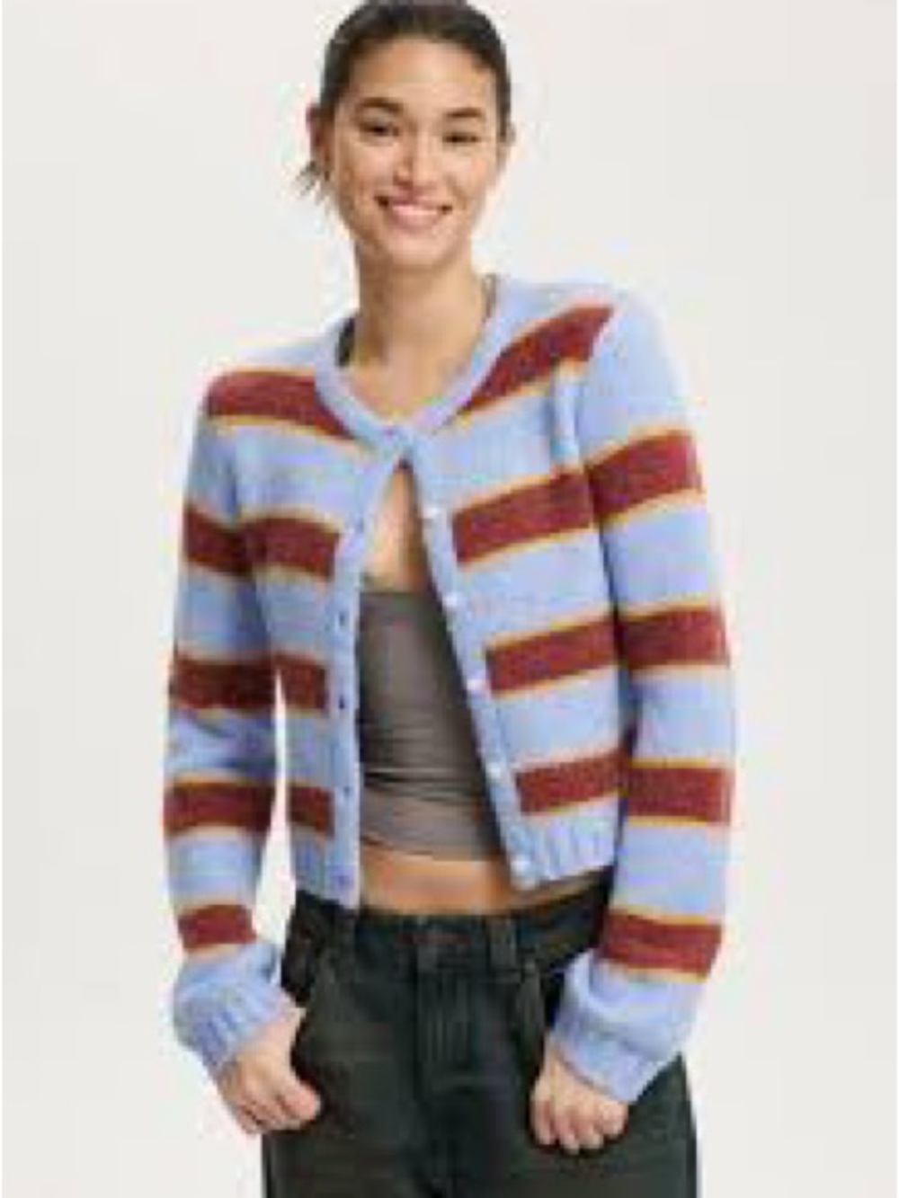 Cotton On Luxe Striped Crewneck Cardigan